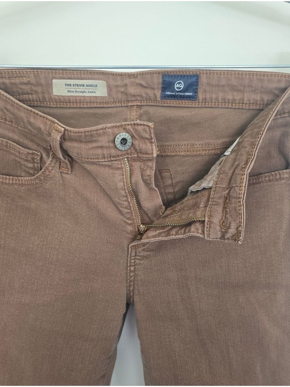 AG Adriano Goldschmied Coffee Brown Stevie Slim Straight Ankle Jeans Size 25R - Picture 8 of 9